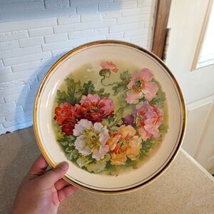 Antique Dresden China Plate with Floral Design by Jaurig Decorative Plate
